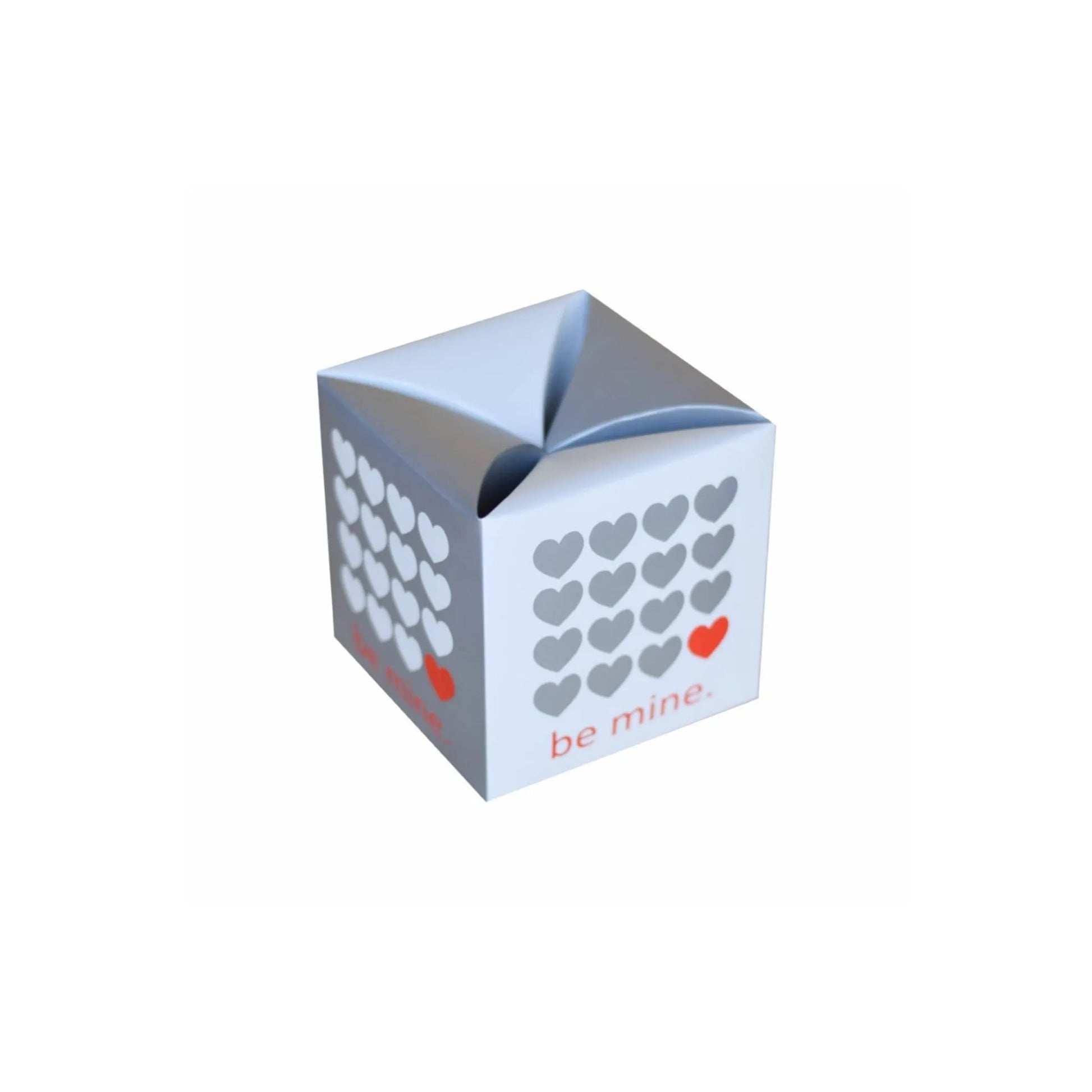 caja para regalo tipo cubo be mine corazones