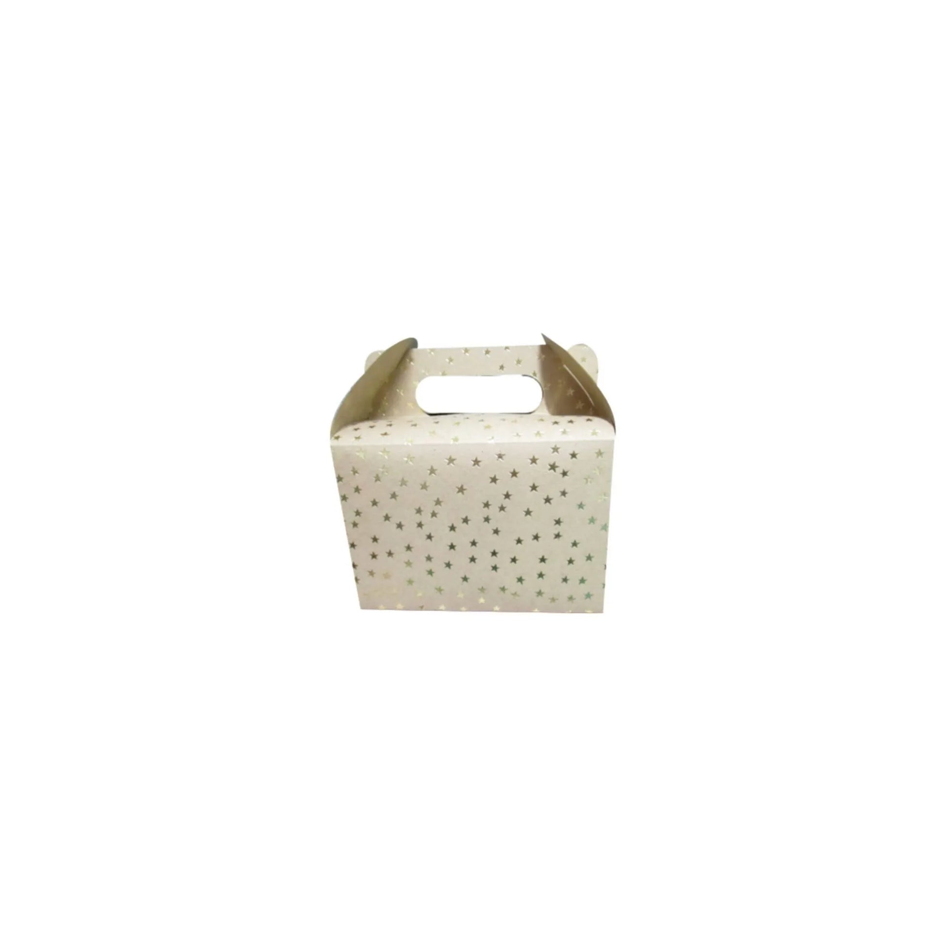 caja para regalo tipo lonchera estrellas doradas 