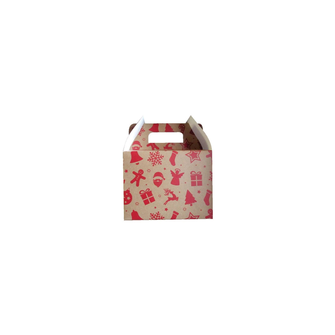 caja para regalo tipo lonchera kraft impresión en rojo 