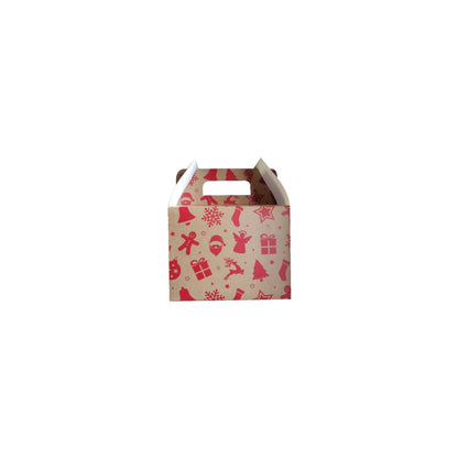 caja para regalo tipo lonchera kraft impresión en rojo 