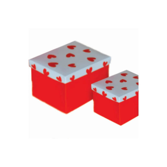 caja para regalo tapa corazones rojos base roja 
