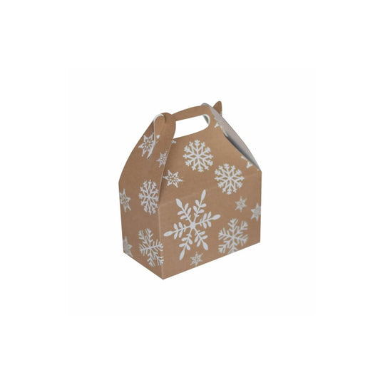 caja tipo lonchera impresión copos navideños