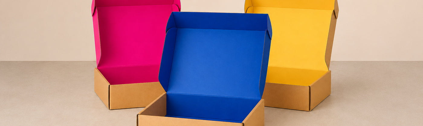 caja de carton para regalo con interior de color 